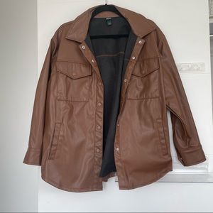 Target Faux Leather Shacket in Brown